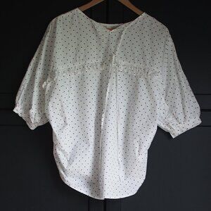 La Chapelle | White Blouse w Black Polka Dots